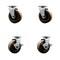 Service Caster 4'' High Temp Phenolic Swivel Caster Set with Bronze Bearings 2 Brakes, 4PK SCC-20S420-PHBZHT-2-TLB-2 - alternate 1